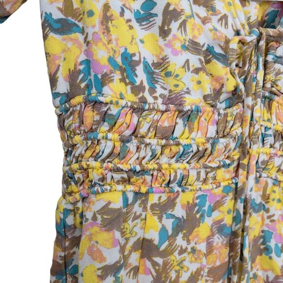 Free People Sz 6 Forget Me Not Dress Yellow Floral Print Mini Nwt - Picture 8 of 16